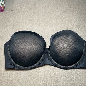 Ambrielle Black Lined Light Push Up Strapless Underwire Bra Size 38D